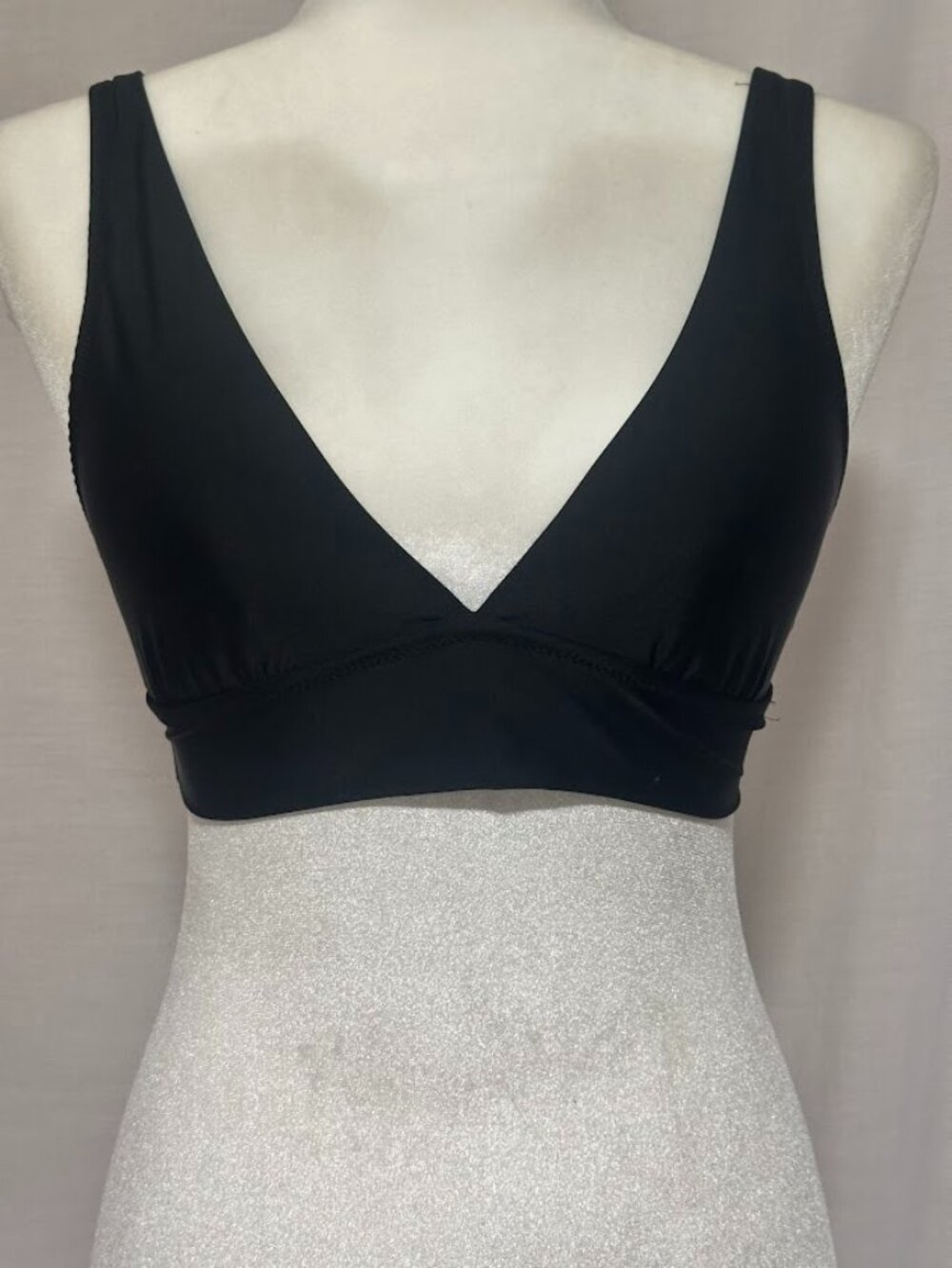 Aerie Black Triangle Bikini Top Size Small Ribbed Swimwear NWT